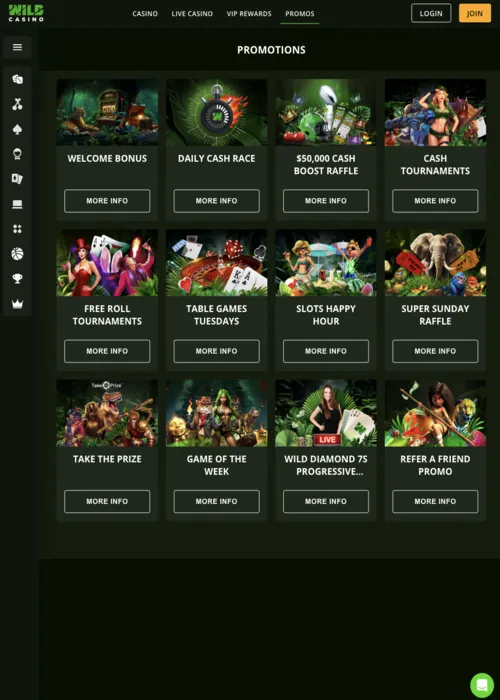 Exclusive bonus rewards showcase Wild Casino